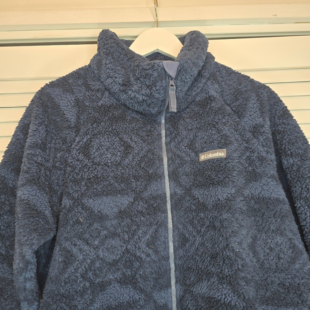 COLUMBIA Women's Big Timber Peak Sherpa Jacket Sz Large Navy Geo Fleece Outdoors - Picture 4 of 10